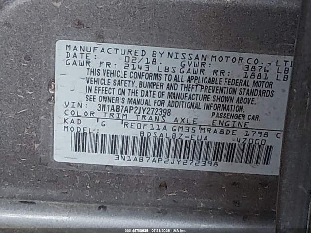 2018 NISSAN SENTRA S 9