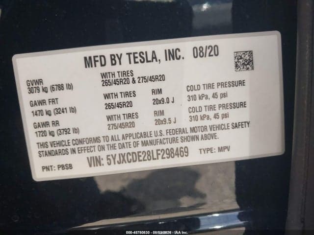 2020 TESLA MODEL X 9