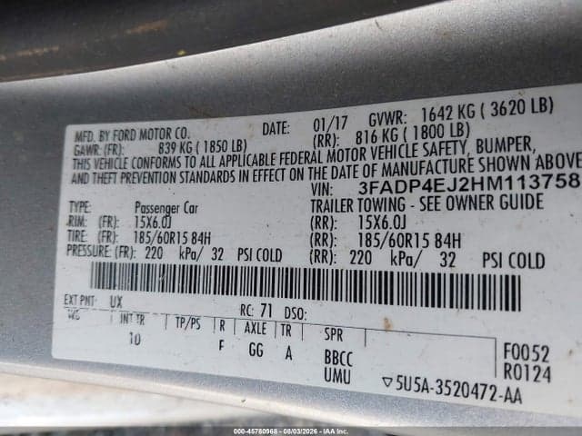 2017 FORD FIESTA SE 9