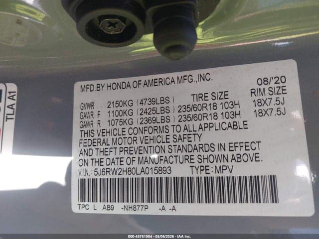 2020 HONDA CR-V AWD EX-L 9