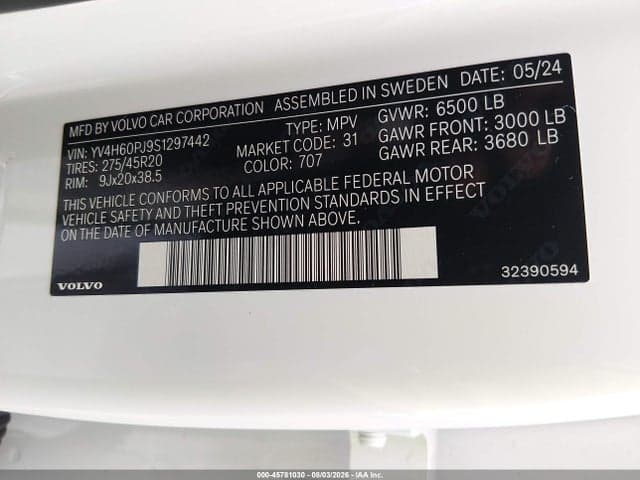 2025 VOLVO XC90 PLUG-IN HYBRID T8 CORE 7-SEATER 9
