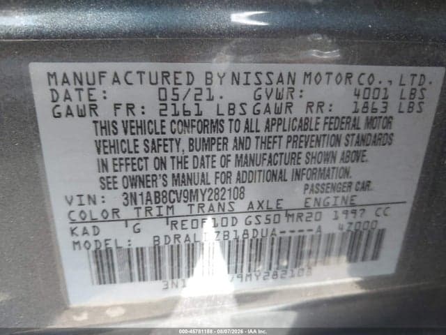 2021 NISSAN SENTRA SV XTRONIC CVT 9