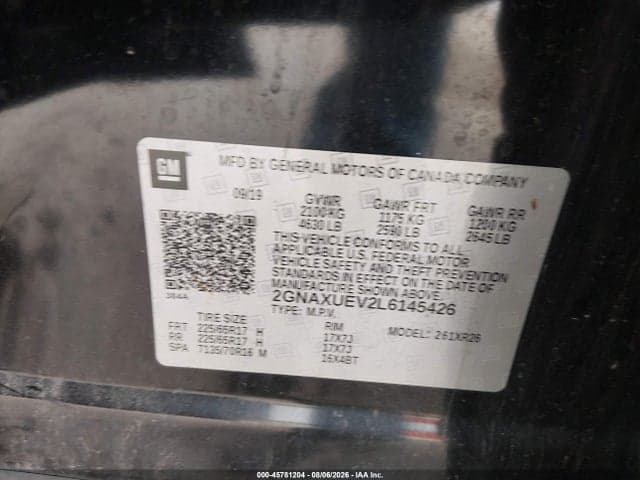 2020 CHEVROLET EQUINOX AWD LT 1.5L TURBO 9