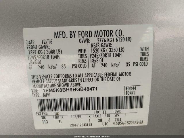2017 FORD EXPLORER 9
