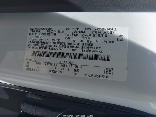 2018 FORD TRANSIT-350 XL 9
