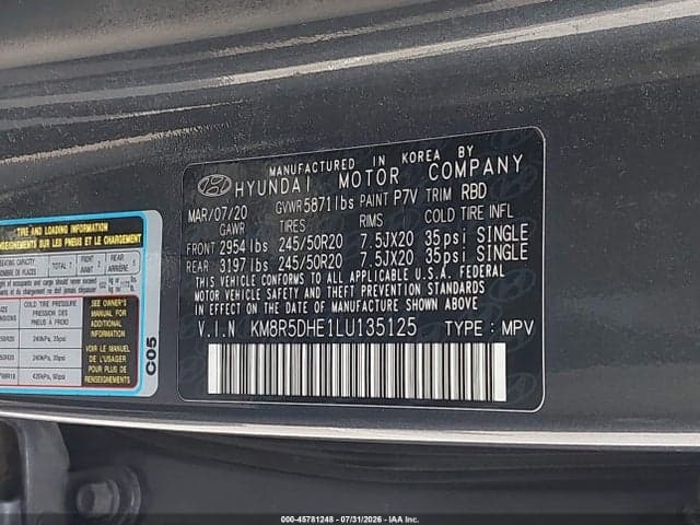 2020 HYUNDAI PALISADE LIMITED 9