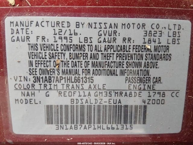 2017 NISSAN SENTRA SV 9