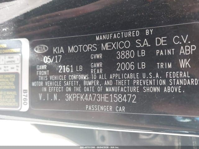 2017 KIA FORTE LX 9
