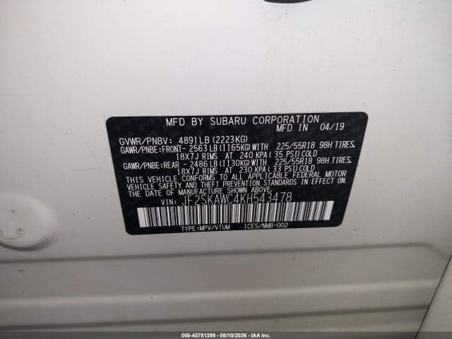 2019 SUBARU FORESTER TOURING 9