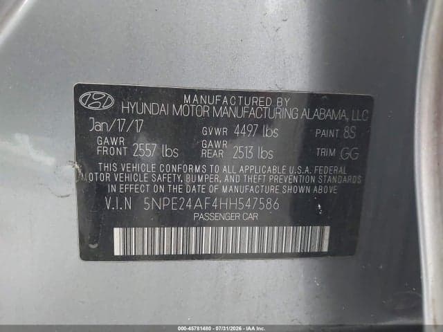 2017 HYUNDAI SONATA 9
