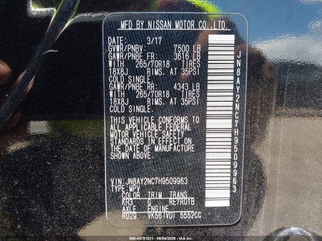 2017 NISSAN ARMADA SV 9