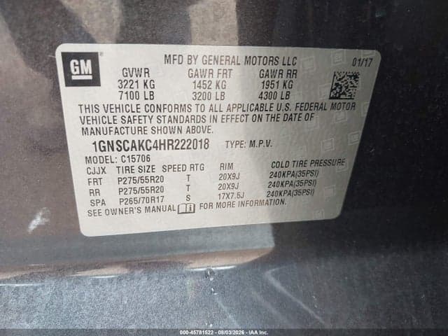 2017 CHEVROLET TAHOE LS 9