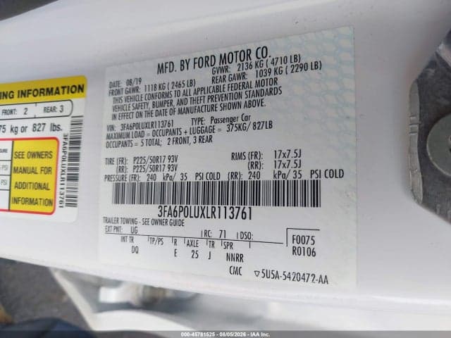 2020 FORD FUSION HYBRID SE 9