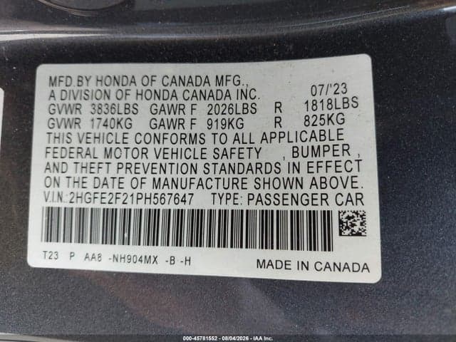 2023 HONDA CIVIC LX 9