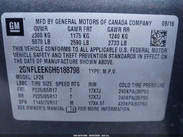 2017 CHEVROLET EQUINOX LS 9