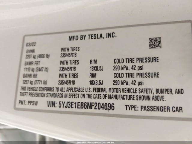 2022 TESLA MODEL 3 LONG RANGE DUAL MOTOR ALL-WHEEL DRIVE 9