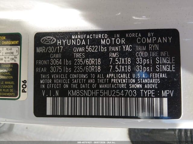 2017 HYUNDAI SANTA FE SE 9