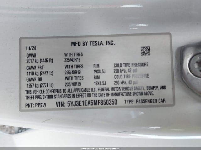 2021 TESLA MODEL 3 STANDARD RANGE PLUS REAR-WHEEL DRIVE 9