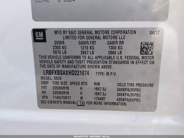 2017 BUICK ENVISION ESSENCE 9