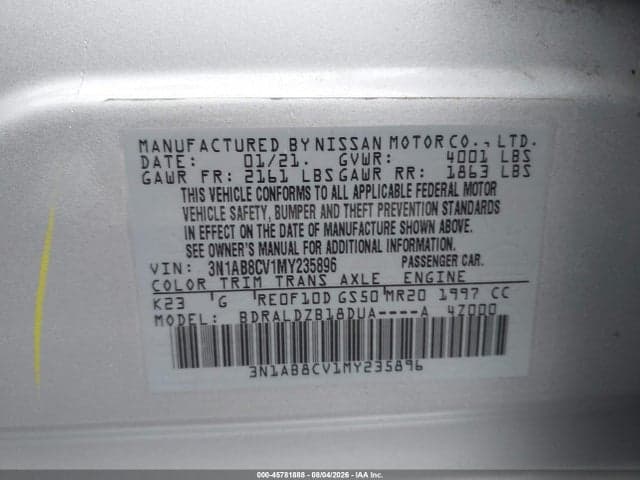 2021 NISSAN SENTRA SV XTRONIC CVT 9