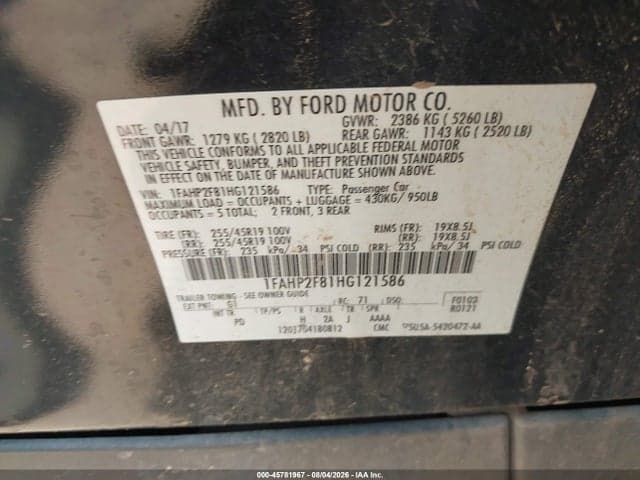 2017 FORD TAURUS LIMITED 9