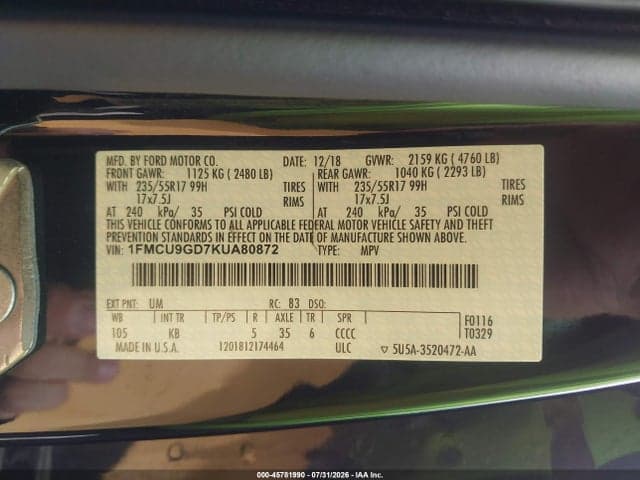2019 FORD ESCAPE SE 9