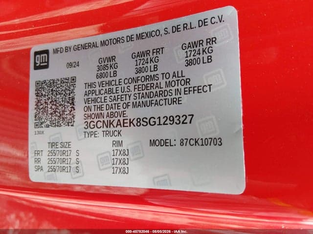 2025 CHEVROLET SILVERADO 1500 4WD STANDARD BED WT 9