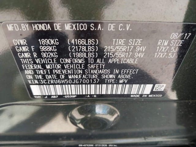 2018 HONDA HR-V EX 9
