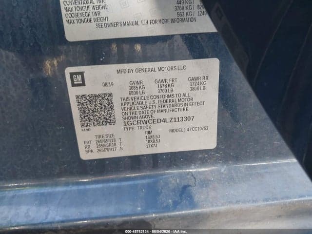 2020 CHEVROLET SILVERADO 1500 2WD STANDARD BED LT 9