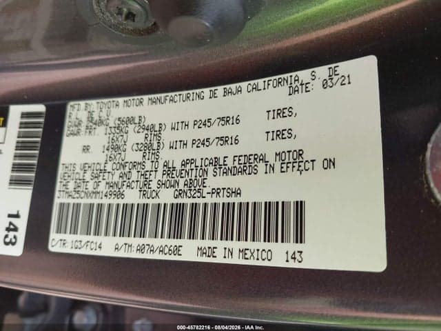 2021 TOYOTA TACOMA SR5 V6 9