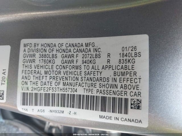 2026 HONDA CIVIC SPORT 9