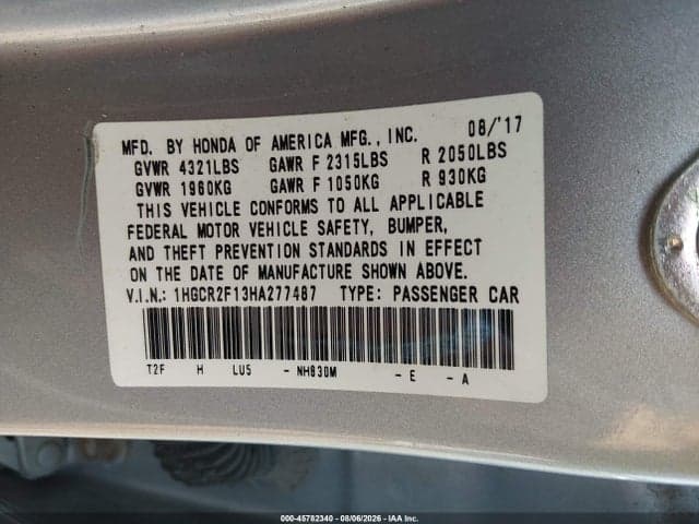 2017 HONDA ACCORD SPORT SE 9