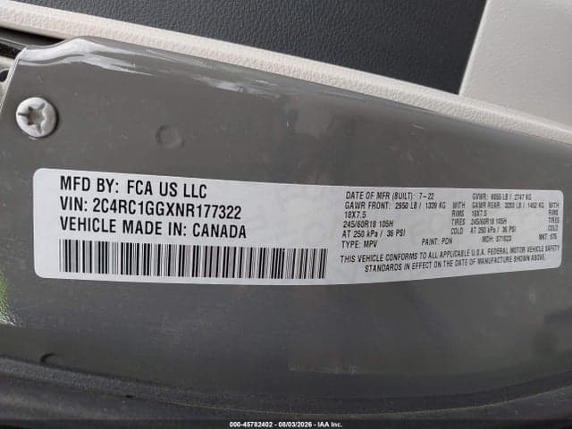 2022 CHRYSLER PACIFICA LIMITED 9