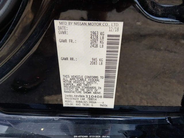 2019 NISSAN ALTIMA 2.5 S 9