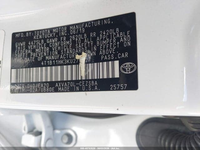 2019 TOYOTA CAMRY SE 9