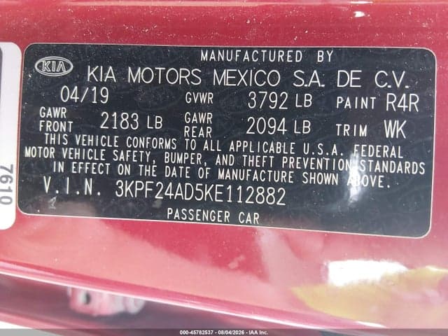 2019 KIA FORTE LXS 9