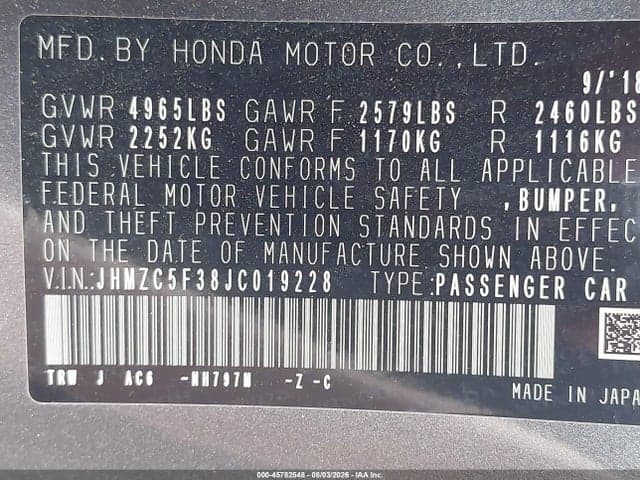 2018 HONDA CLARITY PLUG-IN HYBRID TOURING 9