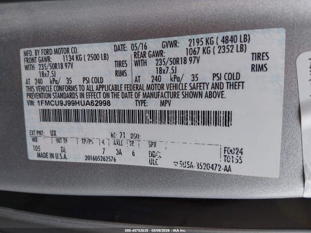 2017 FORD ESCAPE TITANIUM 9