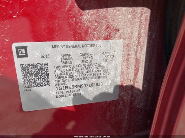 2018 CHEVROLET CRUZE LT AUTO 9