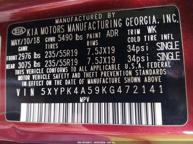 2019 KIA SORENTO 3.3L SX 9