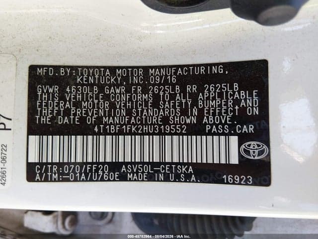 2017 TOYOTA CAMRY SE 9