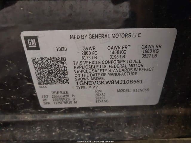 2021 CHEVROLET TRAVERSE AWD LT CLOTH 9