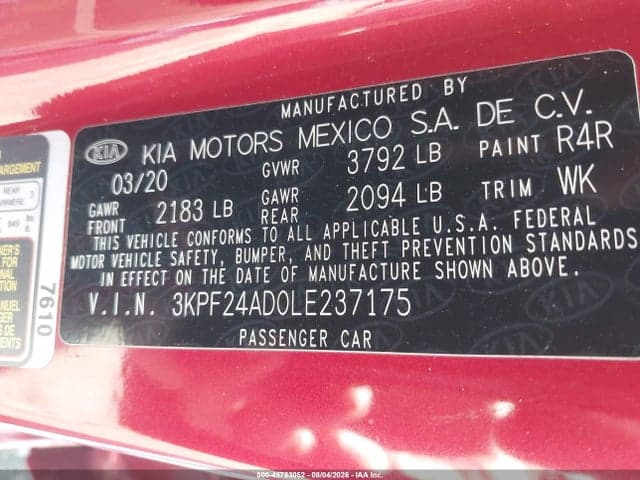 2020 KIA FORTE LXS 9