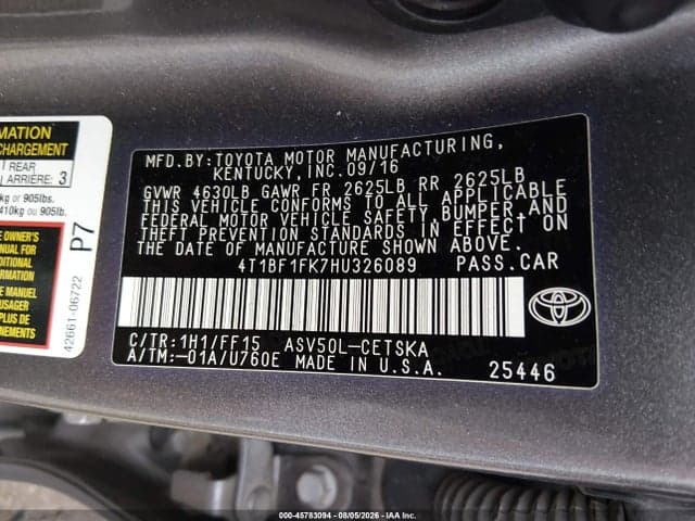 2017 TOYOTA CAMRY SE 9