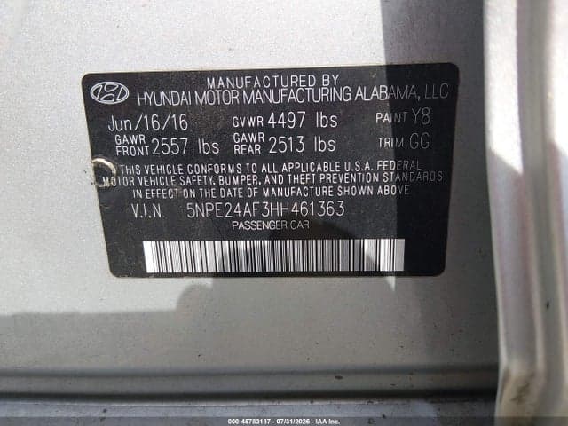 2017 HYUNDAI SONATA 9