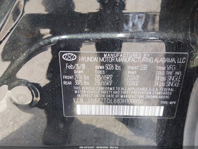 2018 HYUNDAI SANTA FE SPORT 2.4L 9