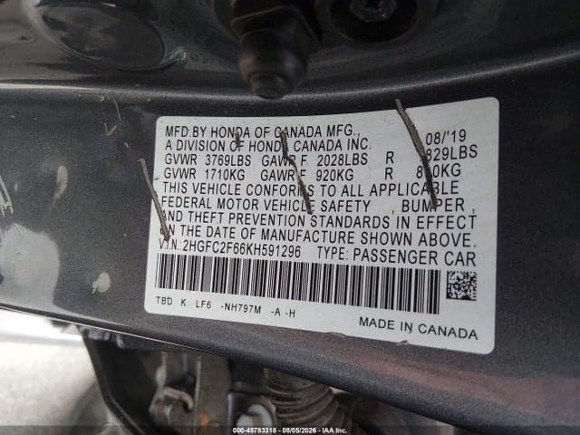 2019 HONDA CIVIC LX 9