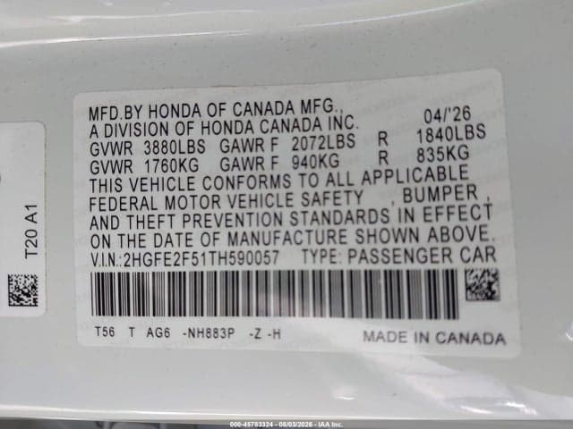 2026 HONDA CIVIC SPORT 9
