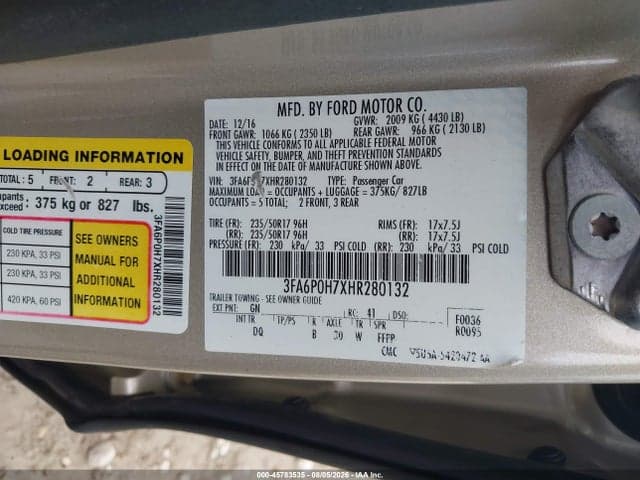 2017 FORD FUSION SE 9