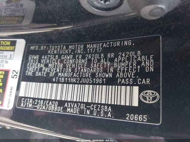 2018 TOYOTA CAMRY SE 9